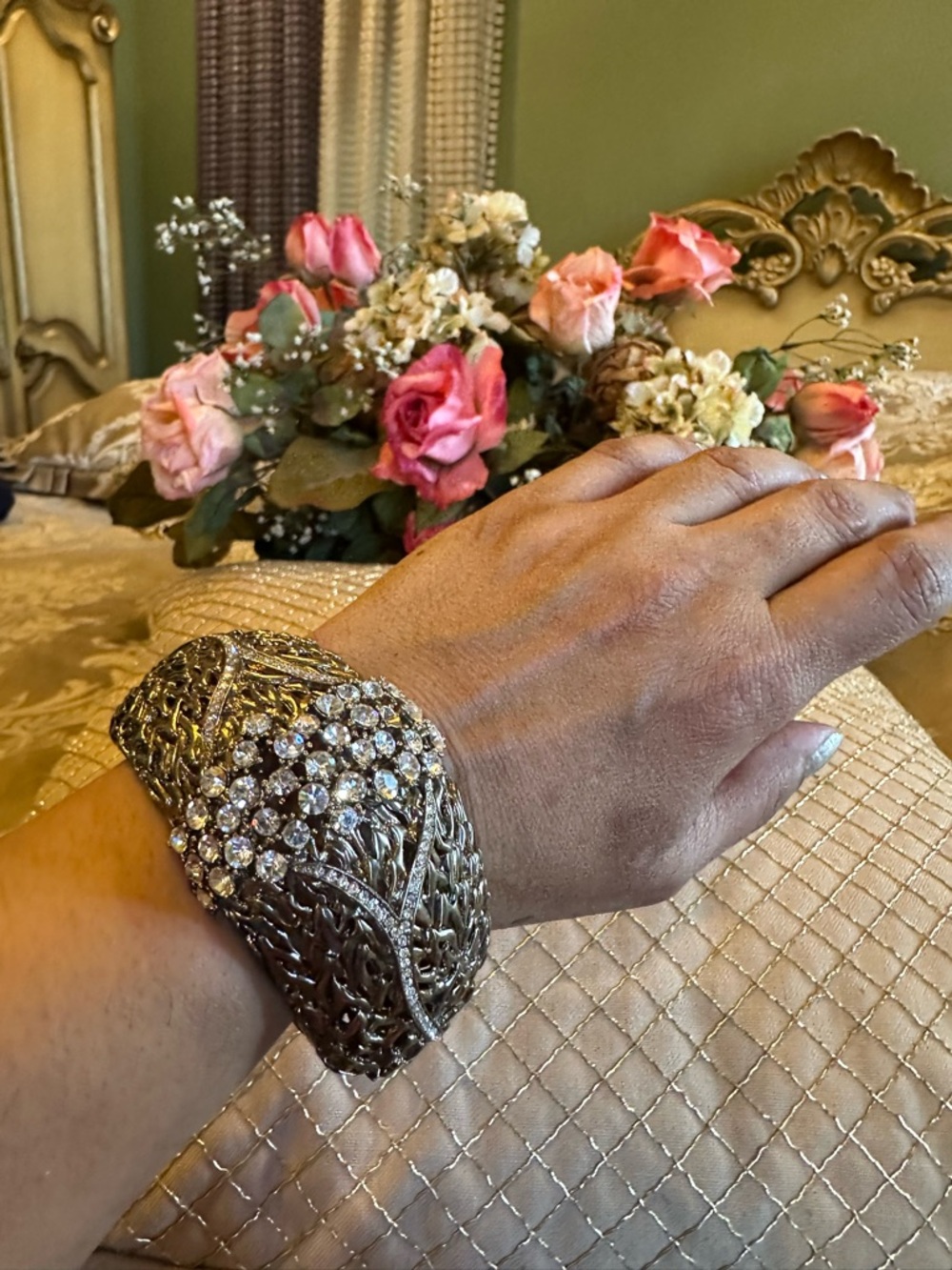 Crystal Filigree Statement Bracelet - Women's Jewelry